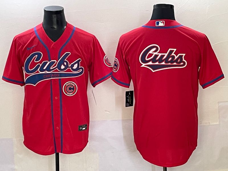 Men 2025 Chicago Cubs Blank Red Joint Name Nike MLB Jersey style 10